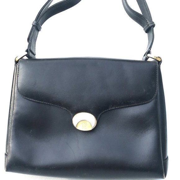 Vintage black leather Authentic Gucci handbag bag 1950s purse rare - Picture 5 of 14